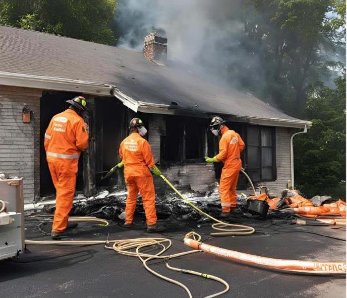 firemen extingushing a house fire